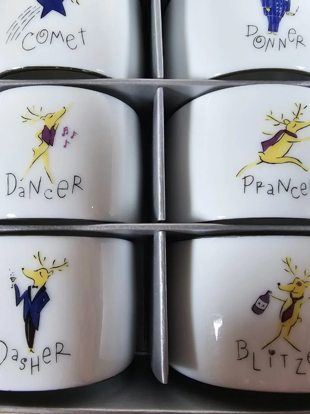 Pottery Barn Reindeer Napkin Rings Set of 8 Christmas Porcelain Japan with Box